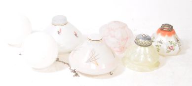 COLLECTION OF SEVEN VINTAGE GLASS CEILING LIGHT SHADES