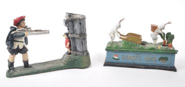 A PAIR OF VINTAGE REPRODUCTION MONEY BOXES