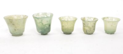 FIVE EARLY 20TH CENTURY CHINESE HARDSTONE CUPS