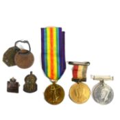 COLLECTION OF ASSORTED BRITISH CAMPAIGN MEDALS BADGES & OTHER