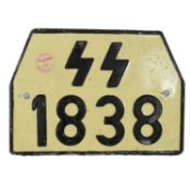 WWII SECOND WORLD WAR GERMAN WAFFEN SS STYLE LICENSE PLATE
