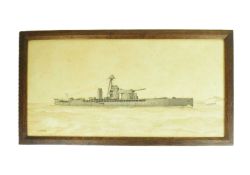 GERALD M BURN - HMS EREBUS WATERCOLOUR PAINTING