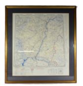 POST WAR RUSSIAN ESCAPE MAP FRAMED AND GLAZED