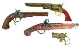 COLLECTION OF REPLICA FLINTLOCK PISTOLS & REVOLVERS