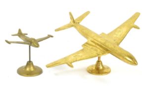 TWO BRASS MODEL AIRCRAFTS