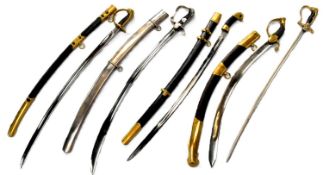 COLLECTION OF X5 REPLICA SWORDS