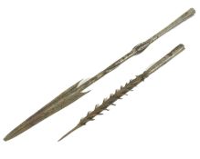 TWO 19TH CENTURY AFRICAN TRIBAL SPEAR HEADS