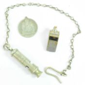 ARP / POLICE RELATED ITEMS - WHISTLE & FOB MEDAL