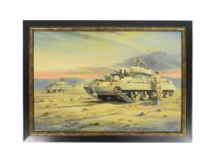 DESERT GREYHOUNDS - LEE LACEY OIL ON BOARD PAINTING