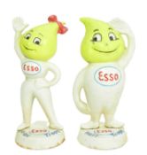 TWO VINTAGE CAST IRON ESSO MR & MRS DRIP FIGURES