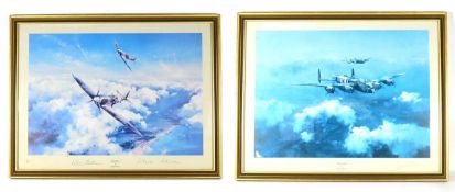 AFTER ROBERT TAYLOR - SPITFIRE & LANCASTER - X2 SIGNED PRINTS
