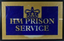 HM PRISON SERVICE - FRAMED AND GLAZED SIGN