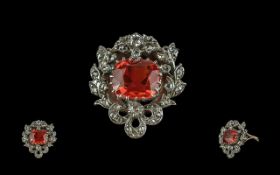 Victorian Period 1837 - 1901 Pleasing 18ct Gold Fire Opal and Diamond Set Ring, Excellent Design.