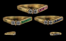 Fine Quality Trio of Ladies 18ct Gold Gem Set Dress Rings, ring size N/O, comprising 1/ set with