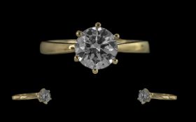 Ladies Pleasing 9ct Gold Single Stone Diamond Set Ring, marked 375 to interior of shank. The