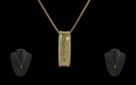 Tiffany & Co Signed 18ct Yellow Gold Pendant and Chain. Both Pendant and Chain Marked 750 - 18ct.