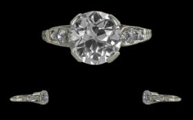 Edwardian Period 1901 - 1910 Excellent 18ct White Gold Diamond Set Ring, Not Marked but Tests High