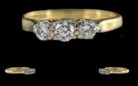 Ladies 18ct Gold 3 Stone Diamond Set Ring, Full Hallmark to Interior of Shank, The 3 Round Faceted