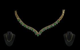 Ladies - 14ct gold pleasing quality emer