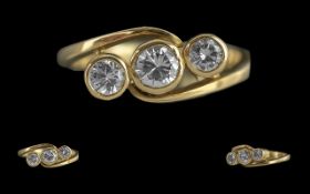 Ladies Good Quality 18ct Gold 3 Stone Di