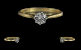 Ladies 18ct Gold and Platinum Single Sto