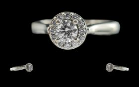 Ladies 18ct White Gold Halo Diamond Set