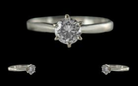 Ladies 18ct White Gold Single Stone Diam