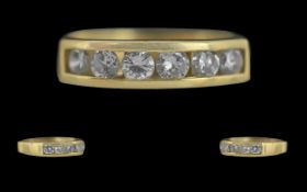 Ladies Pleasing Quality 18ct Gold Size Stone Channel Set Diamond Ring,