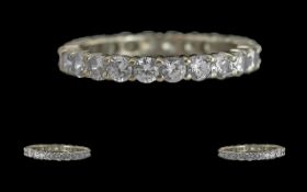 Ladies 14ct White Gold Diamond Set Full Eternity Ring. Marked 14ct to Interior of Shank.