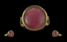 Ladies 18ct Gold - Single Stone Lady Pink Opal Set Ring. Marked 18ct To Interior of Shank.