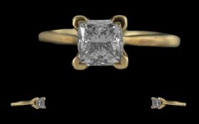 Ladies Excellent Quality 9ct Gold Single Stone Diamond Set Ring, Full Hallmark to Interior of Shank.