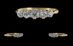 Ladies Excellent Quality 5 Stone Diamond Set Ring, Ornate Raised Setting.