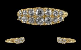Victorian Period 1837 - 1901 18ct Gold Diamond Set Ring, Ornate Raised Setting.