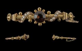 Victorian Period - Pleasing Quality 9ct Gold Garnet and Seed Pearl Set Ornate Well Made Hinged