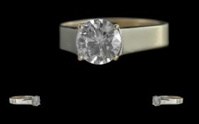 Ladies - Excellent Quality 18ct White Gold - Single Stone Diamond Set Ring.