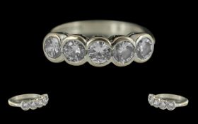 Ladies 18ct White Gold Excellent Quality 5 Stone Diamond Set Ring,