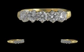 Ladies Good Quality 18ct Gold 5 Stone Diamond Set Ring. Full Hallmark to Interior of Shank.