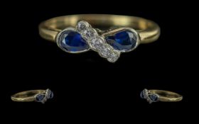 Ladies 18ct Gold Quality Diamond and Sapphire Set Ring, Full Hallmark to Interior of Shank,