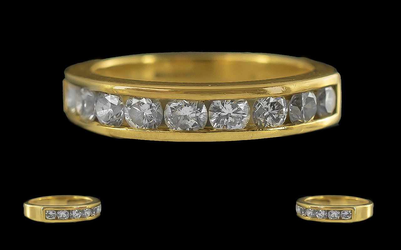 Ladies 18ct Gold 9 Stone Diamond Set Rin