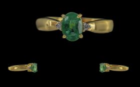 Ladies 18ct Gold Pleasing Quality Emeral