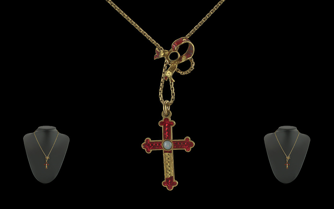 Victorian Ladies 18ct Gold Enamel and Ge