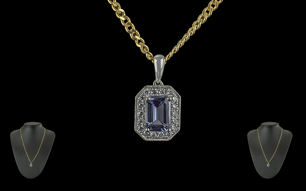 Ladies 18ct White Gold Diamond and Tanza