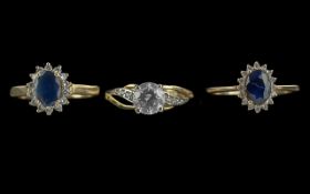 Three 9ct Gold Rings, 2 Set With Sapphir