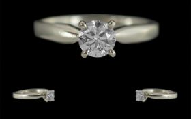 Ladies Platinum Quality Single Stone Diamond Set Ring. Full Hallmark 950 to Interior of Shank. The
