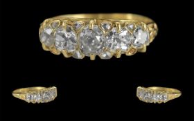 Edwardian Period 1901 - 1910 Ladies Excellent 18ct Gold 5 Stone Diamond Set Ring, Not Marked but