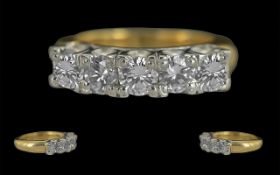 Ladies Excellent Quality 18ct Gold 5 Stone Diamond Set Ring, Full Hallmark to Interior of Shank, The
