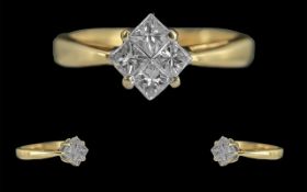 Ladies Attractive Petite 18ct Gold Diamond Set Ring, Marked 750 - 18ct to Interior of Shank. The
