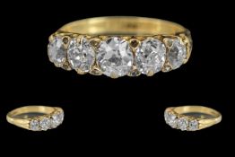 Edwardian Period 1901 - 1910 Ladies 18ct Gold 5 Stone Diamond Set Ring, Not Marked but Tests 18ct.