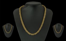Superior Quality Deluxe 9ct Gold Byzantine Design Necklace. Marked 9.375. Excellent Clasp, Excellent