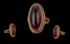 Ladies Pleasing Quality 14ct Gold Single Stone Red Spinel Set Dress Ring, Tests 14ct Gold. The Large